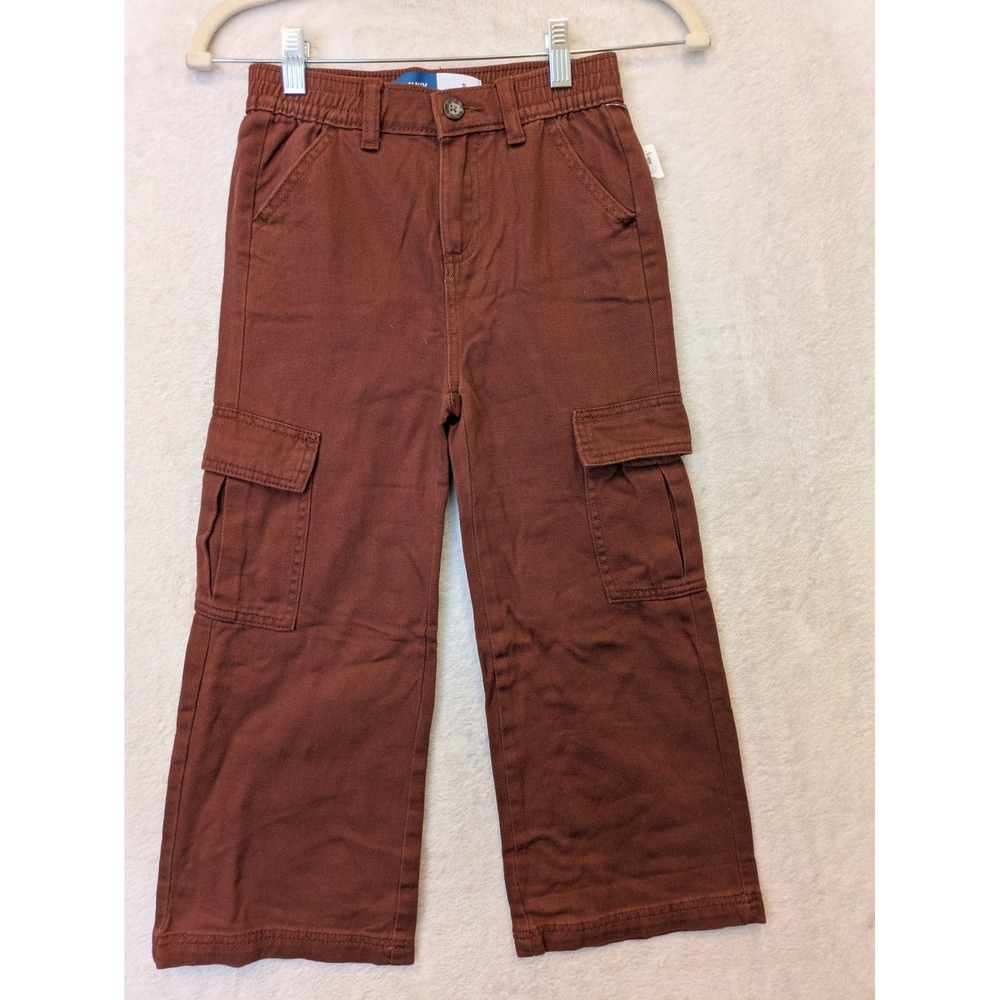NEW Old Navy Cargo Pants Kid's S 6-7 Brown Elastic Back Utility Twill